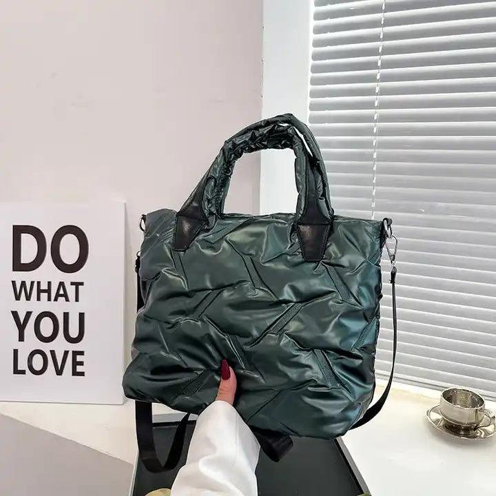 Puffer Tote Bag-Green