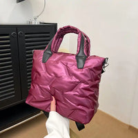 Puffer Tote Bag-Red