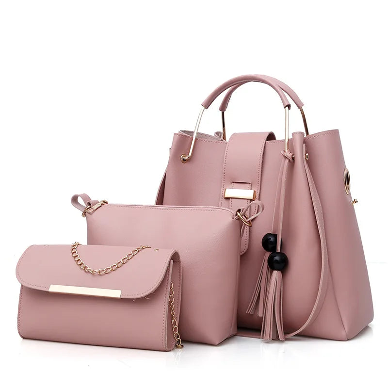 Pink Tassel Handbag Set